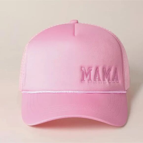 NWT "Mama" Embroidered Adjustable Trucker Hat in Pink - Picture 2 of 2